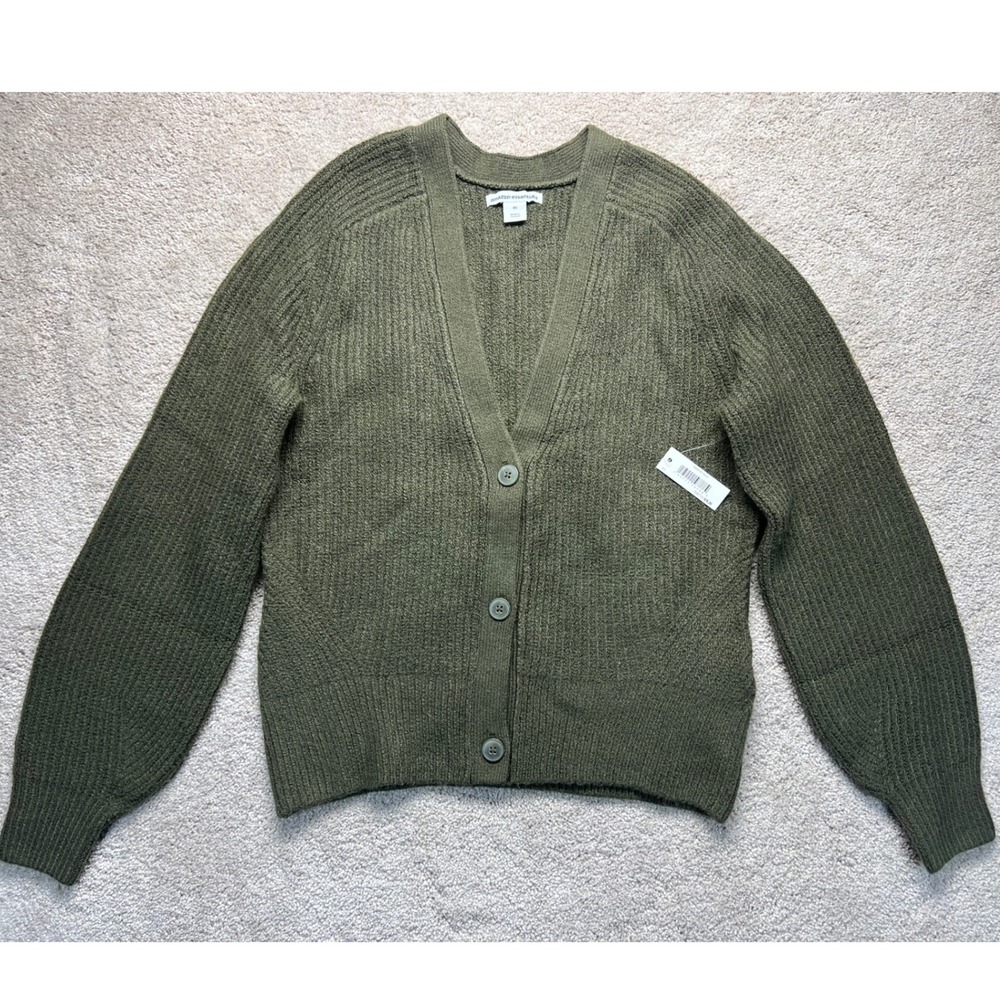 Cottage‎ XS Olive Green Button-Down Cardigan Sweater BOHO Soft Knit NWT Chunky